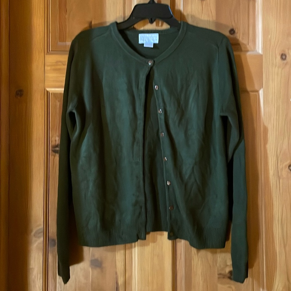 EUC Dark green button up sweater size Small